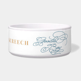 Goodest Boy Funny Classy Elegant White Blue Dog Napf