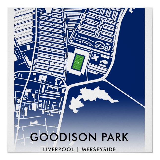 Goodison Park Stadionplan – Heimstätte des Everton Poster (Vorderseite)