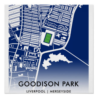 Goodison Park Stadium Map - Zuhause des Everton FC Poster