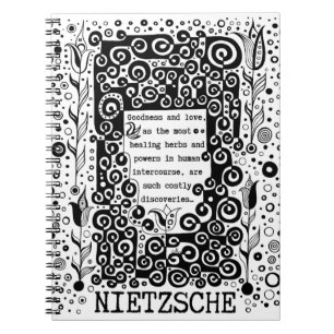 Goodness and LIEBE Zitat von Nietzsche Notizblock
