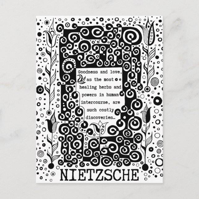 Goodness and LIEBE Zitat von Nietzsche Postkarte (Vorderseite)