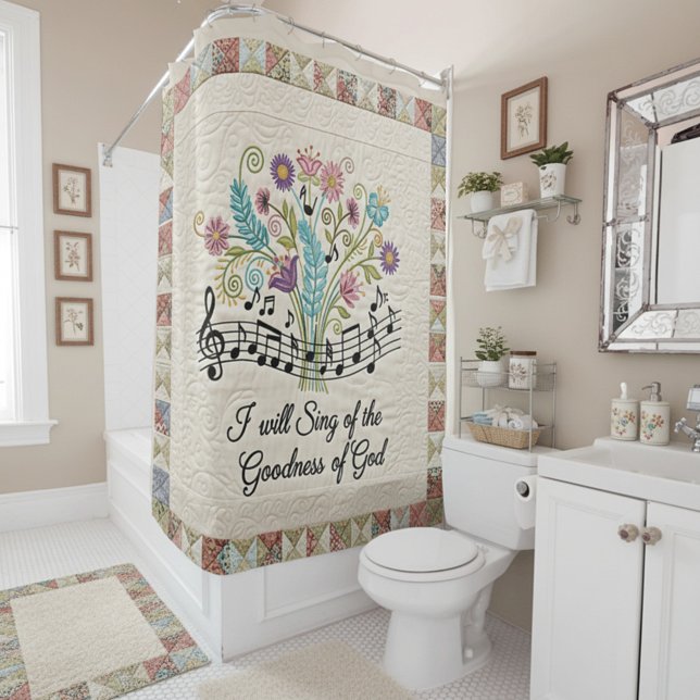 Goodness of God quilted look floral music Duschvorhang (Von Creator hochgeladen)