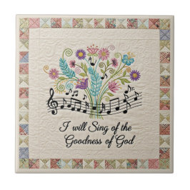 Goodness of God quilted look floral music Fliese