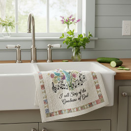 Goodness of God quilted look floral music Geschirrtuch