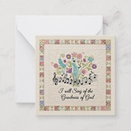 Goodness of God quilted look floral music Mitteilungskarte