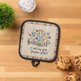 Goodness of God quilted look floral music Topflappen