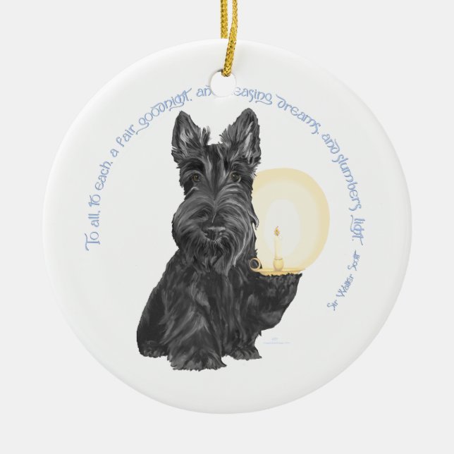 Goodnight Scottish Terrier Keramik Ornament (Vorne)