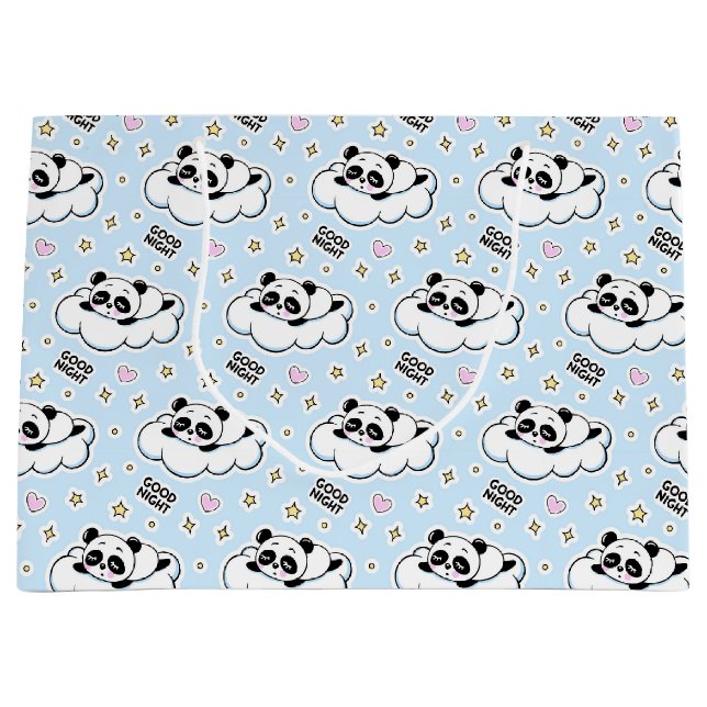 Goodnight Sleeping Panda Bär Große Geschenktüte (Vorderseite)