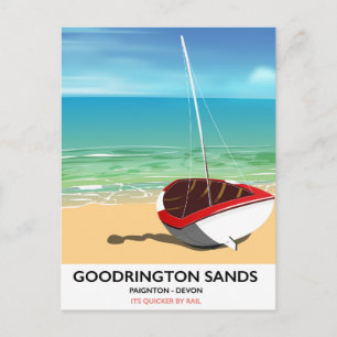 Goodrington Sands Devon Vintage Reiseplakat Postkarte