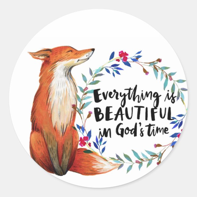 Goods Time Watercolor Fox Runder Aufkleber (Vorderseite)