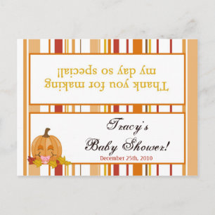 Goody Bag Topper Autumn Fall Pumpkin Baby Pink Einladungspostkarte