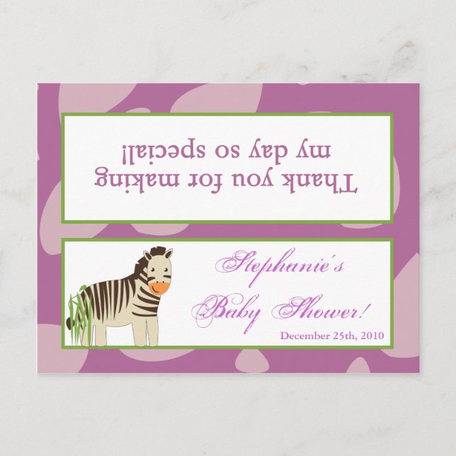 Goody Bag Topper Jacana Lila Tiere Einladungspostkarte (Vorderseite)