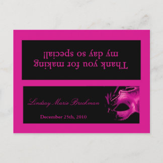 Goody Bag Topper Sweet 16 Hot Pink Black Party Einladungspostkarte