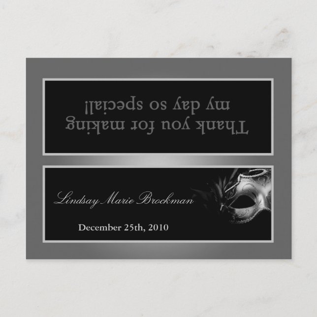 Goody Bag Topper Sweet 16 Silver Black Party Einladungspostkarte (Vorderseite)