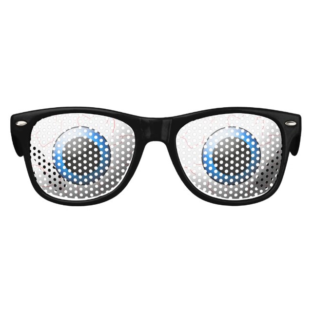 Goofy Bloodshot Blue Eyeballs Halloween Sonnenbrille (Vorderseite)