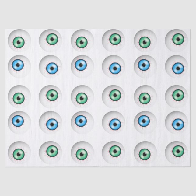 Goofy Blue und Green Eyeball Pattern Seidenpapier (Vorderseite)