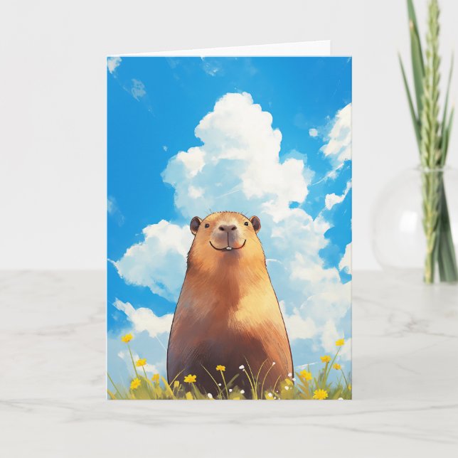 Goofy Capybara Smile Karte (Vorderseite)