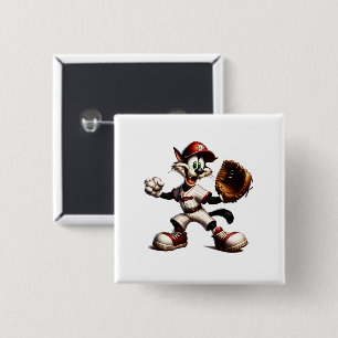 Goofy Cat Baseball Pitcher bricht auf Button
