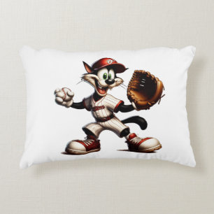 Goofy Cat Baseball Pitcher bricht auf Dekokissen