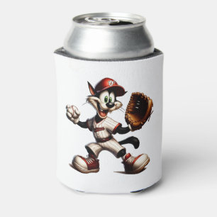 Goofy Cat Baseball Pitcher bricht auf Dosenkühler