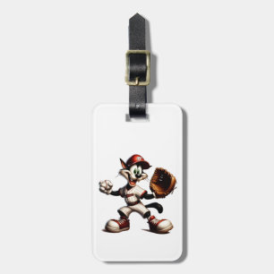 Goofy Cat Baseball Pitcher bricht auf Gepäckanhänger