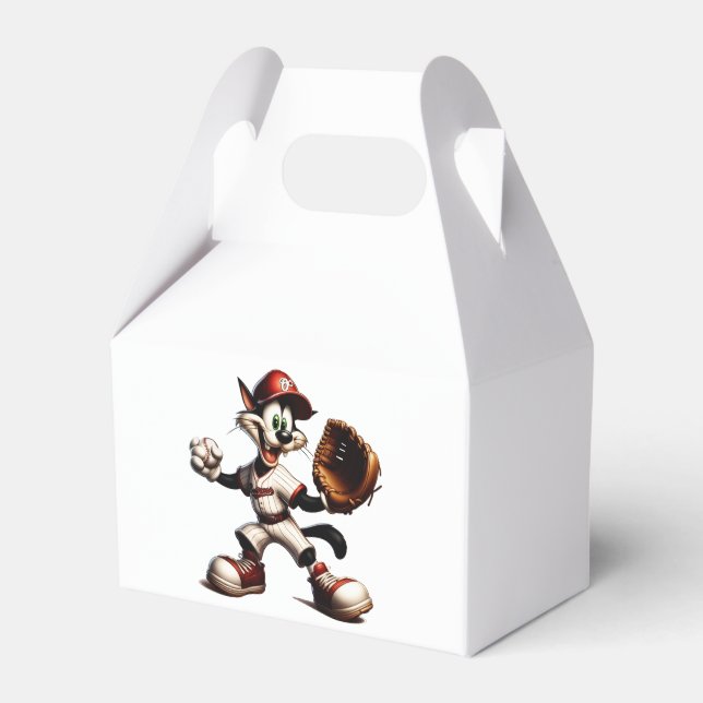 Goofy Cat Baseball Pitcher bricht auf Geschenkschachtel (Vorderseite)