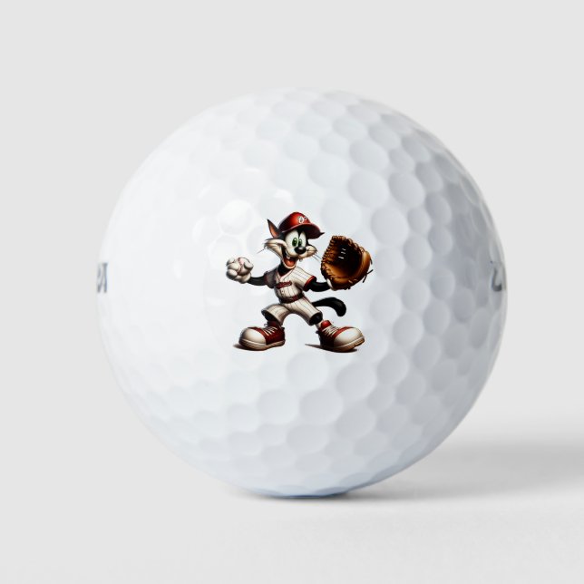 Goofy Cat Baseball Pitcher bricht auf Golfball (Vorderseite)