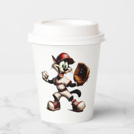 Goofy Cat Baseball Pitcher bricht auf Pappbecher