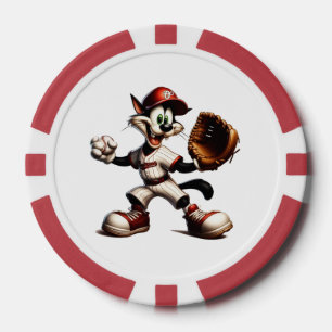 Goofy Cat Baseball Pitcher bricht auf Pokerchips