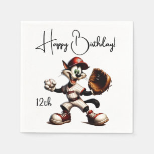 Goofy Cat Baseball Pitcher bricht auf Serviette