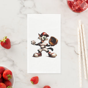 Goofy Cat Baseball Pitcher bricht auf Serviette