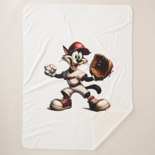 Goofy Cat Baseball Pitcher bricht auf Sherpadecke