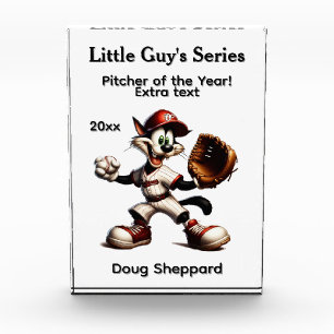 Goofy Cat Baseball Pitcher fünf Textbereiche Fotoblock