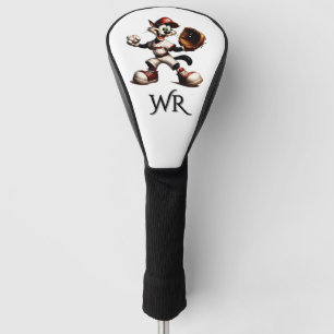 Goofy Cat Baseball Pitcher Monogram Golf Headcover