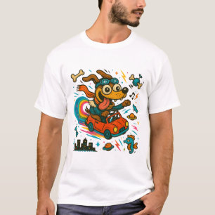 Goofy Dog Drive Through Space T-Shirt