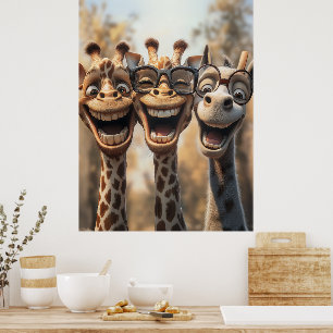 Goofy Giraffen in Brillen Poster