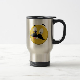 Goofy Happy Face mit Mustache Reisebecher