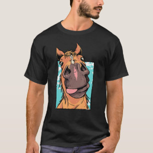 Goofy Horcking Tongue Out Funny Funny Farm Animal T-Shirt