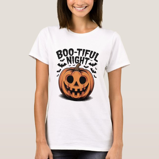 Goofy Jack-O’ Lantern Pumpkin Face Art T-Shirt (Vorderseite)