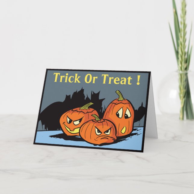 Goofy Jack-O-Lantern Trio Halloween Card Karte (Vorderseite)