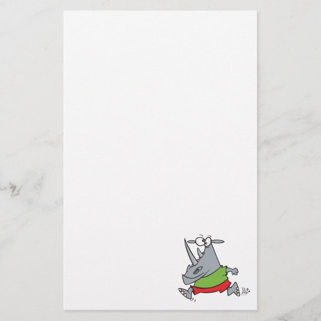 Goofy Laufjogger Rhino Cartoon Briefpapier (Vorderseite)