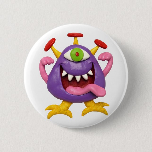 Goofy Lila Monster Button (Vorderseite)