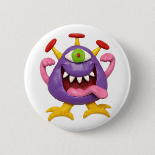 Goofy Lila Monster Button
