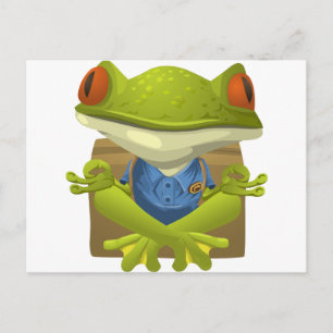 Goofy Little Meditating Green Tree Frog Postkarte