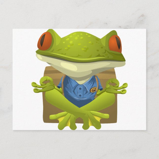 Goofy Little Meditating Green Tree Frog Postkarte (Vorderseite)