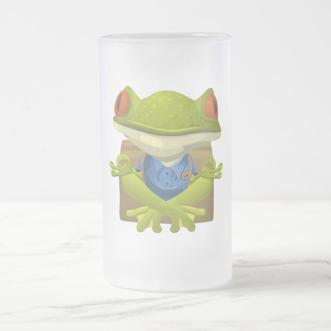 Goofy Little Meditation Green Tree Frosch Mattglas Bierglas (Mittel)