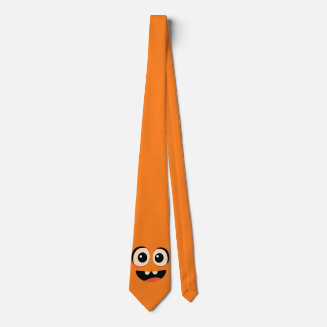 Goofy Orange Face - Funny Cartoon Design Krawatte (Vorderseite)