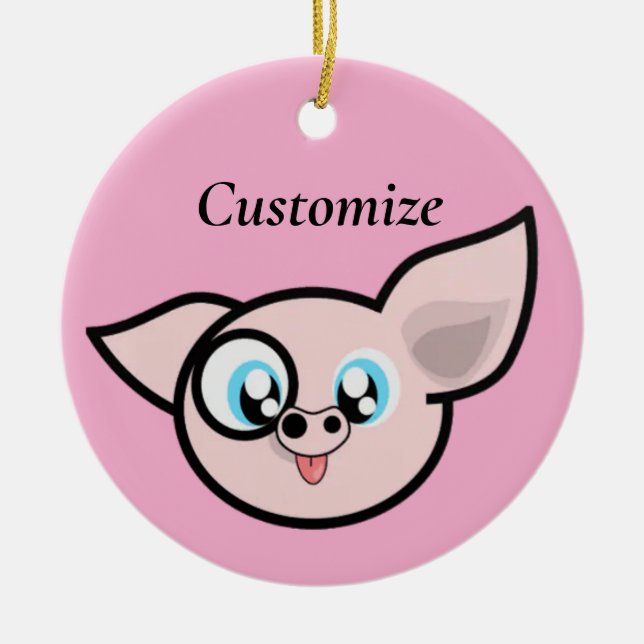Goofy Pig lächelnd Thunder_Cove Keramik Ornament (Vorne)