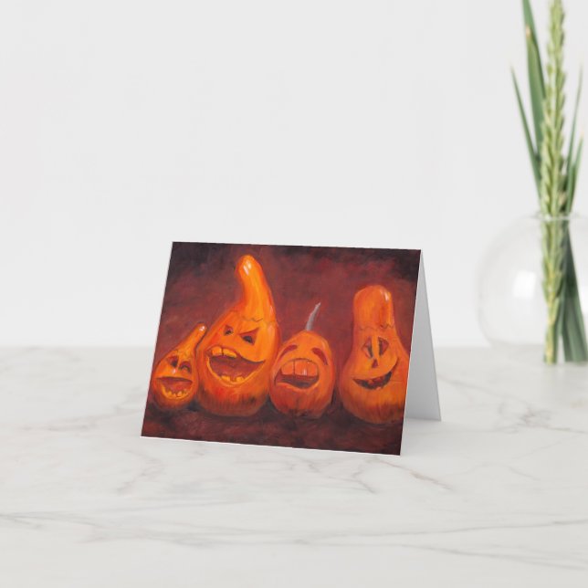 Goofy Pumpkin Family Original Art Note Card Karte (Vorderseite)