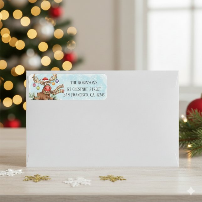 Goofy Reindeer Christmas Lights Return Address  (Von Creator hochgeladen)